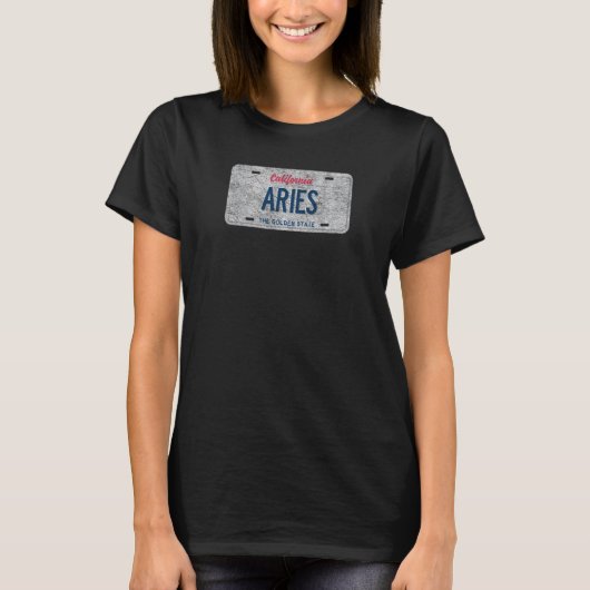 Funny Ca Staat Vanity License Plate Aries T-Shirt (Vorderseite)