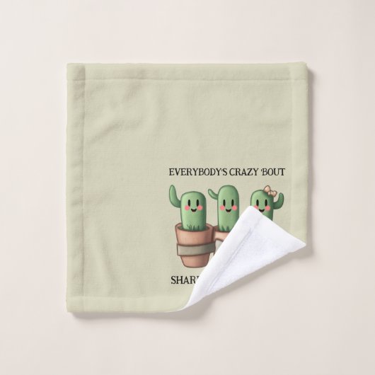 Funny Cacti Everybody's Crazy 'Bout Sharp ... Badhandtuch Set (Waschlappen)