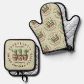 Funny Cacti Everybody's Crazy 'Bout Sharp ... Ofenhandschuh & Topflappen-Set (Vorderseite/Rückseite)