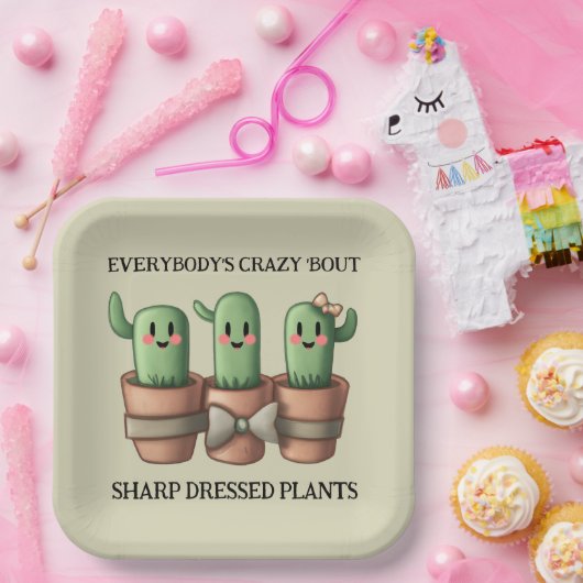 Funny Cacti Everybody's Crazy 'Bout Sharp ... Pappteller (Party)