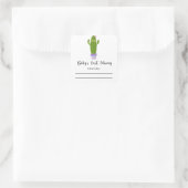 Funny cactus - Baby Shower Buchzeichen Quadratischer Aufkleber (Tasche)
