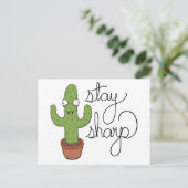 Funny Cactus Bleibe Sharp Character Postkarte (Stehend Vorderseite)