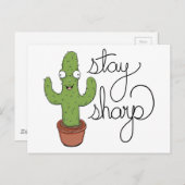 Funny Cactus Bleibe Sharp Character Postkarte (Vorne/Hinten)