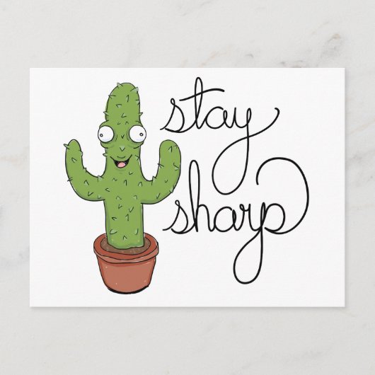 Funny Cactus Bleibe Sharp Character Postkarte (Vorderseite)