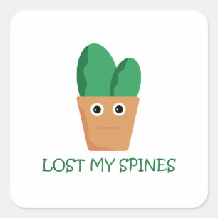 Funny cactus Cartoon Illustration Spaß Quadratischer Aufkleber