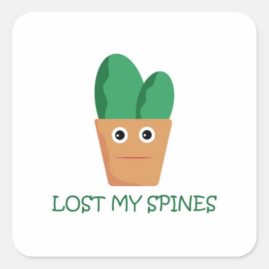 Funny cactus Cartoon Illustration Spaß Quadratischer Aufkleber (Vorderseite)