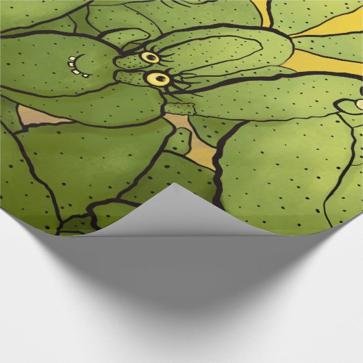 Funny Cactus Character Niedlich sukkulent Characte Geschenkpapier (Ecke)