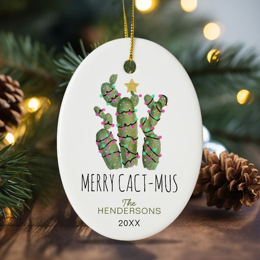 Funny Cactus Christmas Holiday Keramik Ornament
