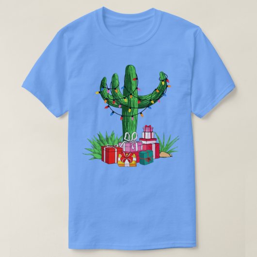 Funny Cactus Christmas Lights Tree Family Matching T-Shirt (Design vorne)