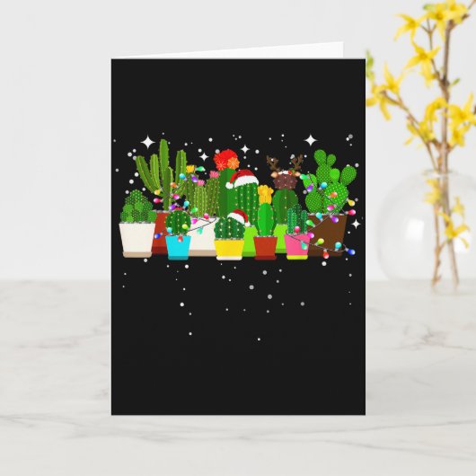 Funny Cactus Christmas Tree  Karte (Gelbe Blume)