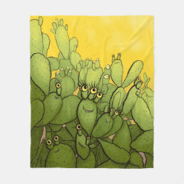 Funny Cactus Green Yellow Succulent Fleecedecke