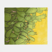 Funny Cactus Green Yellow Succulent Fleecedecke (Vorderseite (Horizontal))