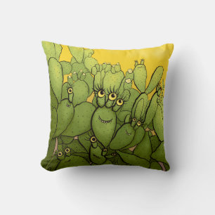 Funny Cactus Green Yellow Succulent Kissen
