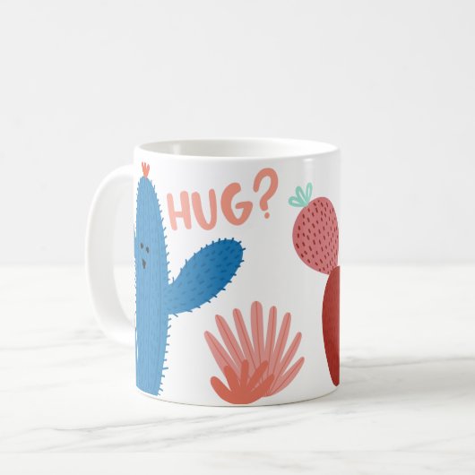 Funny Cactus Hugs Tasse (Vorderseite Links)