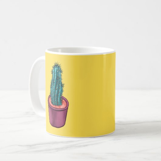 Funny Cactus in pot komischen Trippy Psychedelic Kaffeetasse (Vorderseite Links)