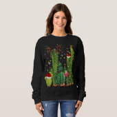 Funny Cactus Lights Weihnachtsmannmütze Sweater Xm Sweatshirt (Vorne ganz)