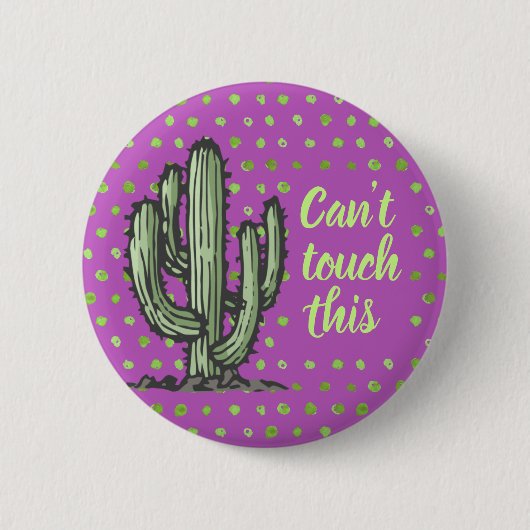 Funny Cactus Pflanze Handgezeichnete Illustration Button (Vorderseite)