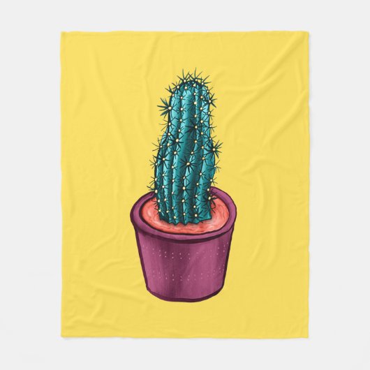 Funny Cactus Pot Yellow Weird Trippy Psychedelic Fleecedecke (Vorderseite)