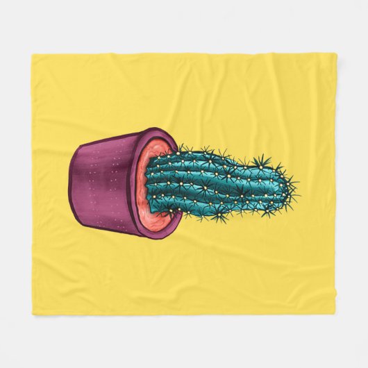 Funny Cactus Pot Yellow Weird Trippy Psychedelic Fleecedecke (Vorderseite (Horizontal))