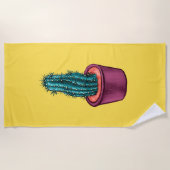 Funny Cactus Pot Yellow Weird Trippy Psychedelic Strandtuch (Vorderseite)