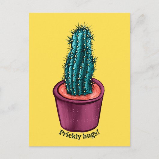 Funny Cactus Psychedelic Potted Sukkulent Pflanze Postkarte (Vorderseite)