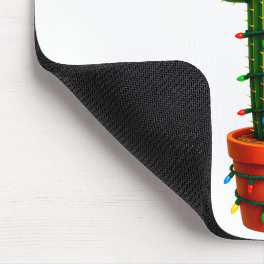 Funny Cactus Santa Hat Xmas Tree Lights Merry Chri Mousepad (Ecke)