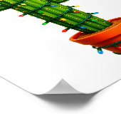 Funny Cactus Santa Hat Xmas Tree Lights Merry Chri Poster (Ecke)