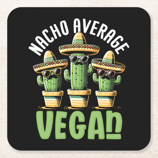 Funny Cactus Sombrero Nacho Durchschnitt Vegan Rechteckiger Pappuntersetzer (Vorderseite)