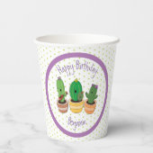 Funny Cactus trio Cartoon Illustration Pappbecher (Rückseite)