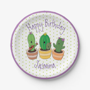 Funny Cactus trio Cartoon Illustration Pappteller