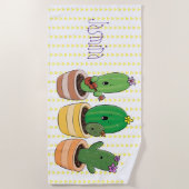 Funny Cactus trio singen Cartoon Illustration Strandtuch (Vorderseite)