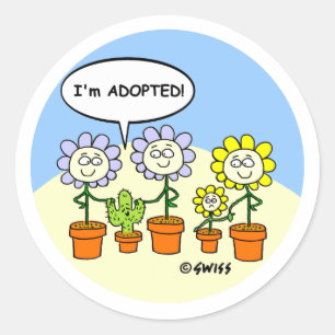 Funny Cactus und Blume Adoption Cartoon Arizona Runder Aufkleber