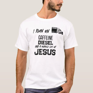 FUNNY Caffein Diesel und Jesus Grunge Trucker T-Shirt