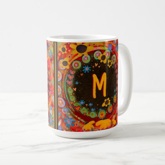 Funny Caffeinated Teacher Initial Personalisiert Kaffeetasse (VorderseiteRechts)