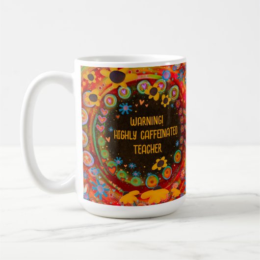 Funny Caffeinated Teacher Initial Personalisiert Kaffeetasse (Links)