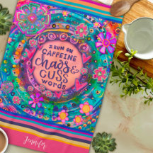 Funny Caffeine Chaos Cuss Worte Blumenstrippname