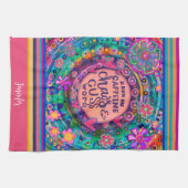 Funny Caffeine Chaos Cuss Worte Blumenstrippname Geschirrtuch (Horizontal)