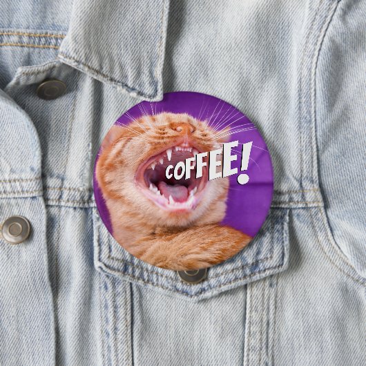 Funny Caffeine Love Cat Coffee Button (Beispiel)