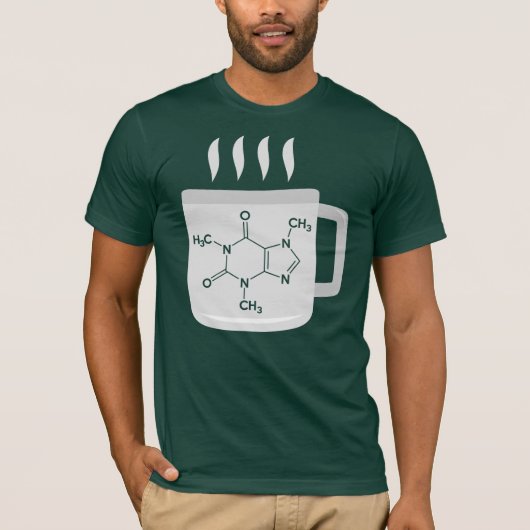Funny Caffeine Molecule Chemistry Coffee Novelty T-Shirt (Vorderseite)