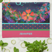 Funny Caffeine Queen Zitat Blumenherz Name Geschirrtuch (Gefaltet)