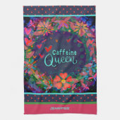 Funny Caffeine Queen Zitat Blumenherz Name Geschirrtuch (Vertikal)