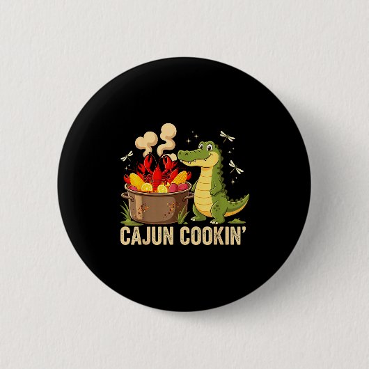 Funny Cajun Louisiana Boil Alligator Crawfish Mard Button (Vorderseite)