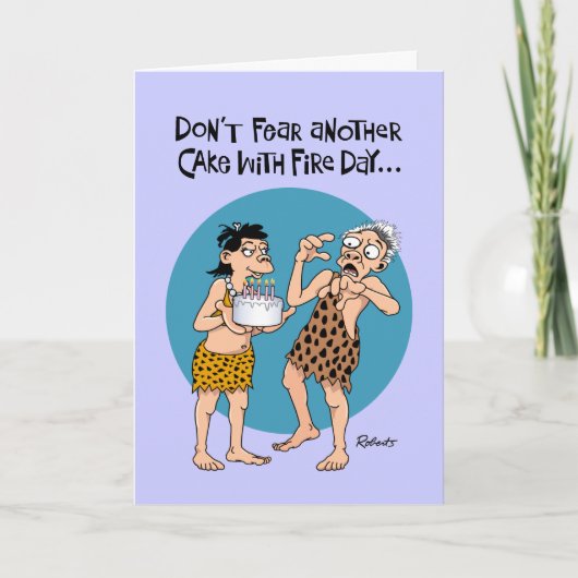 Funny Cake mit Fire Birthday Card Karte (Vorderseite)