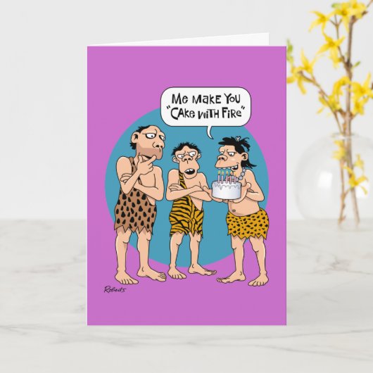 Funny "Cake with Fire" Geburtskarte Karte (Gelbe Blume)