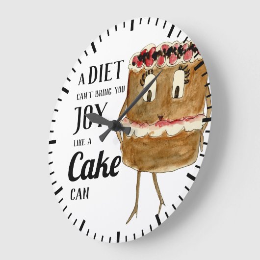 Funny Cake Zitat Große Wanduhr (Winkel)