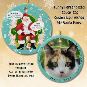 Funny Calico Cat Besuchen Santa mit Unglaublich wi Keramik Ornament