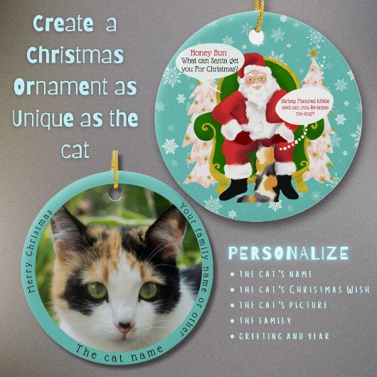Funny Calico Cat Besuchen Weihnachten Weihnachten Keramik Ornament
