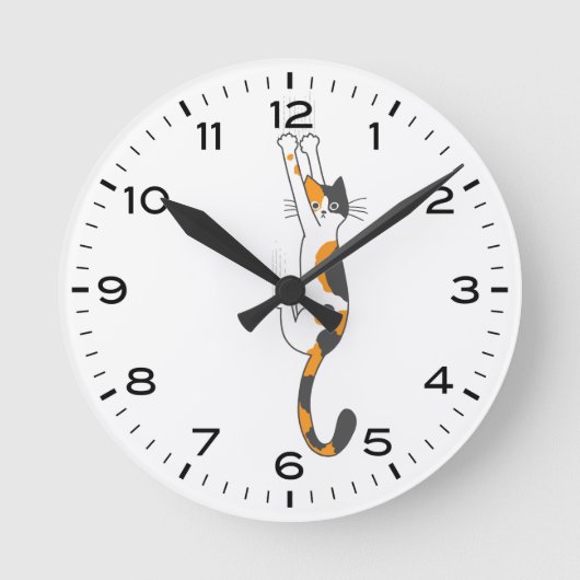 Funny Calico Cat Hangon Runde Wanduhr (Vorderseite)