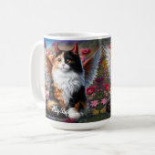 Funny Calico Demon und Angel Cat Kaffeetasse (Vorderseite Links)