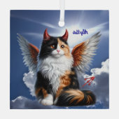 Funny Calico Demon und Angel Cat Ornament Aus Glas (Rückseite)